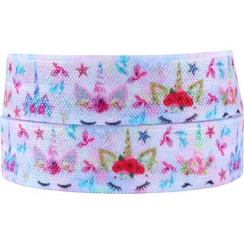 FLRA ElasticRainbow unicorn corn fold over elastic ribbon for baby headband