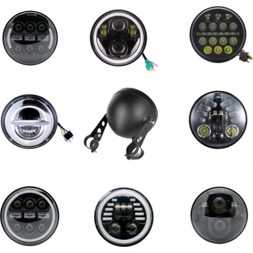 1pcs black/chrome LED Motorcycle Headlight For Harley Dyna Softail Sportster 883 XL883 FXCW 5.75" 5 3/4" DRL motorbike headlamp