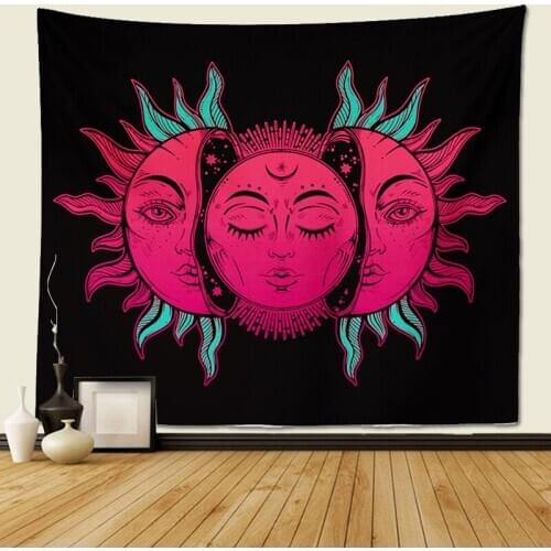 Tapestry Wall Hanging, sun and moon Psychedelic small Wall Tapestry with Art chakra Home Decorations Mandala tapestry