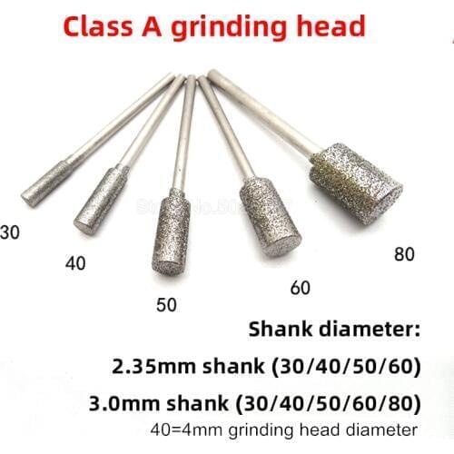 1Pc Class A Grinding Head Coarse Cylinder Diamond Grinding Head Jade Carving Burrs Lapidary Stone Sharpeners Agate Needle Rotary