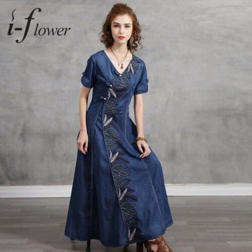 I-Flower Summer Short Sleeve Dresses
