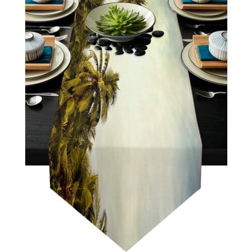 Coconut Tree Tropical Plant Table Runners Wedding Dinning Table Decoration Farmhouse Decor Kitchen Table Runner Tablecloth