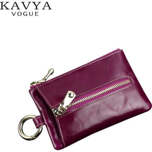 KAVYAVOGUE New Arrival Cowhide Genuine Leather Purse Coins bag Fashion Women Housekeeper Holders Key Bag Wallet Cases drop ship