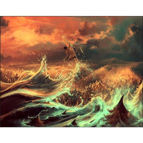 Creative Diamond Embroidery New 5D Diy Diamond Painting Sea Wave Sunset Cross Stitch Diamond Mosaic Needlework Diamond Decor