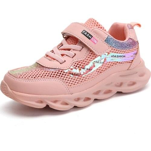 Fashion Kids Sneakers Girls Running Shoes Breathable Hollow Net Sport Shoes Slip-on Children Casual Shoes Light Tenis Infantil