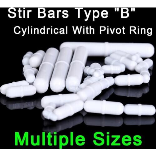 PTFE Magnetic Stirrer Stir Bar Type-B White Spin Bars , Cylindrical Stirring Rod With Pivot Ring , Multiple Sizes , 10pcs