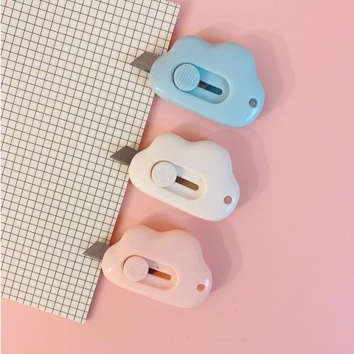 Cute Cloud Design Mini Portable Utility Knife Paper Cutter Cutting Paper Razor Blade Office Stationery Cutting Supplies