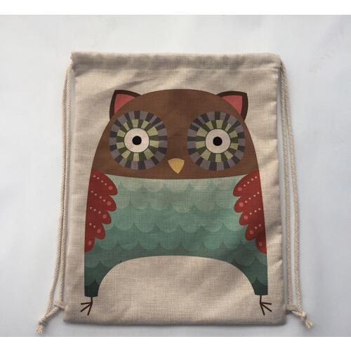 Lovely bird Print Custom Vintage Outdoor Beach Gym Swimming Clothing Shoes Storage Bag Drawstring Backpack