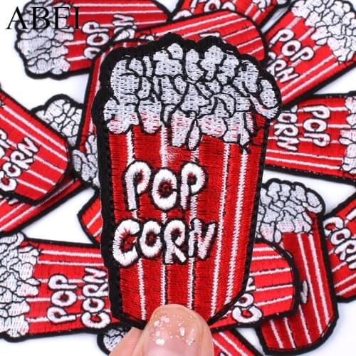 10pcs/lot Cartoon Popcorn Stickers Iron Clothing Badge DIY Sew On Fabric Patch Garments Accessories Appliques for Jeans Backpack