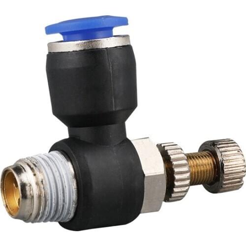 4 6 8 10 12mm Tube OD To 1/8" 1/4" 3/8" 1/2" BSP Male Thread Push to Connect Air Flow Control Valve Elbow Pneumatic Pipe Fitting