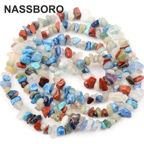 NASSBORO Colorful Irregular Gravel Beads Natural Freeform Chips Stone Beads Jewelry Bracelet Making Accessories DIY 86cm Strand