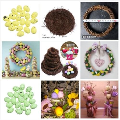Natural Rattan Bird Nest And Foam Bird Egg Easter Decor Prop Artificial Nest for Garden Ornament DIY Craft Vine Supplies