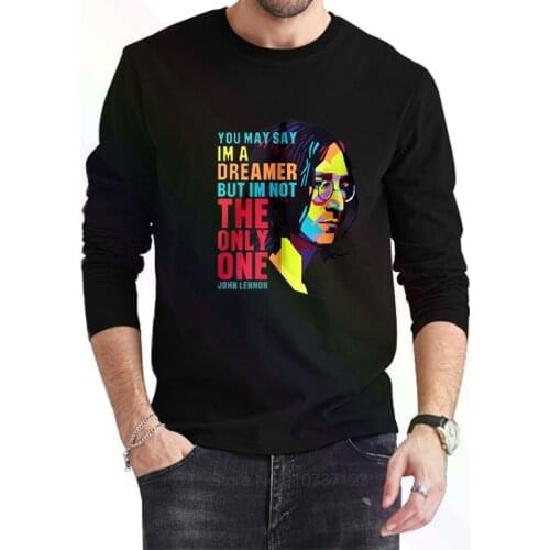 Nckg Mens John Lennon Imagine Logo Classic T-Shirt 2021 Newest Summer Mens Long Sleeve Popular Tees Shirt Tops Novel Unisex