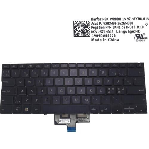NE Norway Nordic light backlit keyboard for Asus zenbook UX433 FA UX433F U4300F computers notebook keyboards New 0KNB0 262GND00