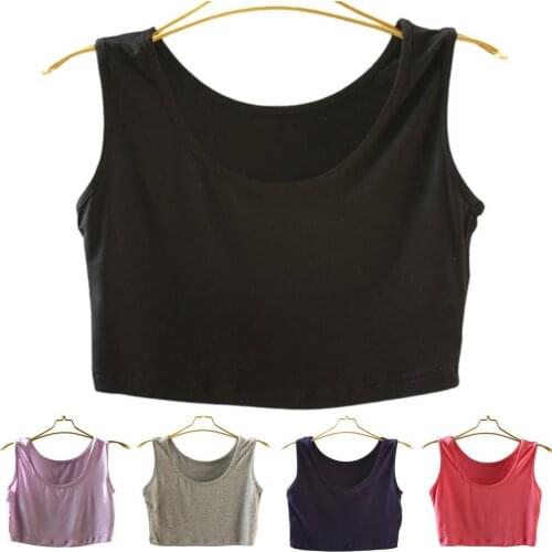New Stylish Solid Color Sleeveless U-neck Wrap Chest Modal Crop Top Tank Top Workout Vest Streetwear Clothing