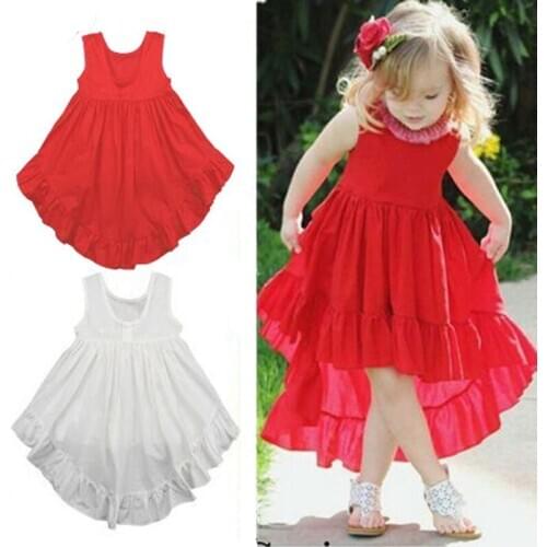 KEAIYOUHUO Girls Dresses Children Irregular Vest Skirts Summer Solid Color Ladies Skirts Baby Kids Clothes For Girl 2-8 Year Old