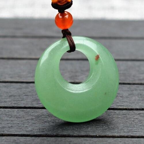 Drop shipping Natural Green Jades Pendant Necklace Round Peace Buckle loves Pendant Romantic Gift for Women fashion Jewelry