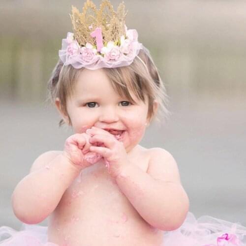 Birthday Caps Flower Crown Hat 1st Birthday Hat Newborn Baby Birthday Headband 1 Year Baby Shower Birthday Party Decorations