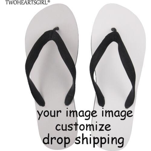 Twoheartsgirl Customize Your Image Logo Flip Flops for Women,Anti-slip Summer Beach Slippers,Personalized Female Rubber Flipflop