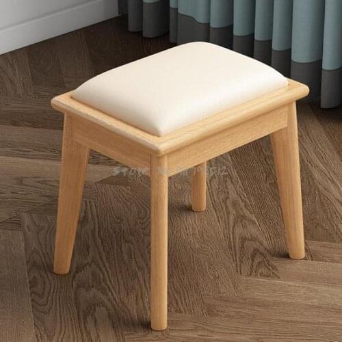 Nordic solid wood simple dressing stool small apartment living room dining table stool shoe changing stool bedroom fabric soft