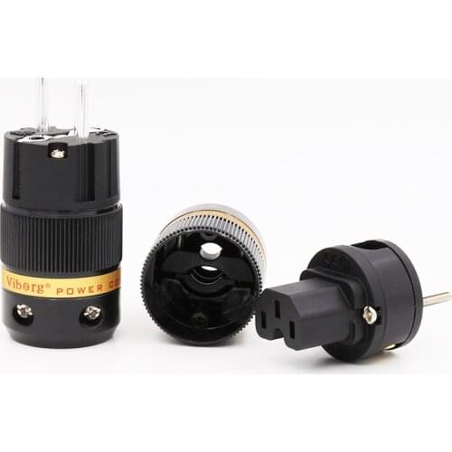 Pair Viborg VE501S/VF501S Pure Copper Silver plated Eu plug SCHUKO Power Connector Plugs High End