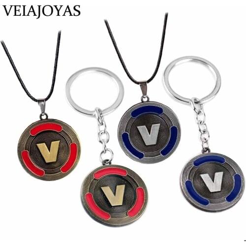 Statement Necklace 2019 Shooting Game Victory V Logo Pendant Vintage Coin Charms Keychains Jewelry for Men Women Fast Shipping
