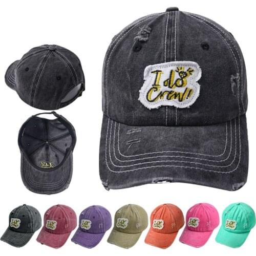 Washed Distressed Snapback Cap Cotton Embroidery Baseball Cap For Men Women Adjustable Hip Hop Dad Hat Bone Dropshipping