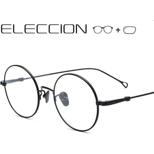 ELECCION Pure Titanium Round Optical Frame Prescription Glasses Spectacles Women Men 2019 New Myopia Eyeglasses with Diopters