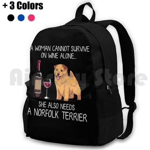 Norfolk Terrier And Wine Funny Dog Outdoor Hiking Backpack Riding Climbing Sports Bag Dog Dog Mom Funny Dog Dog And Wine Doggy