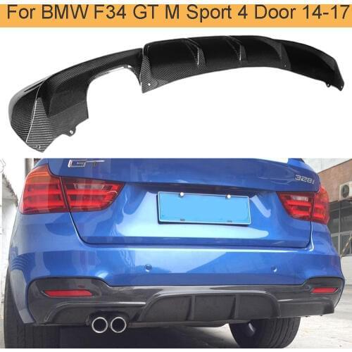 3 Series Carbon Fiber Rear Diffuser Lip Spoiler for BMW F34 GT M Sport 4 Door Only 14-17 Single exhaust two out Grey FRP