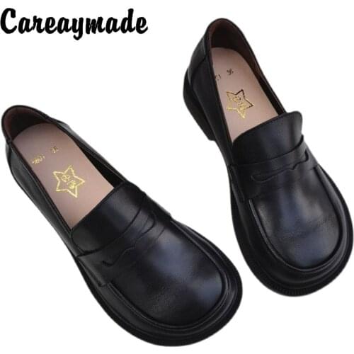 Careaymade-Genuine Leather shoes with big head,wide version and small shoes for womens,British style pure handmade shoes