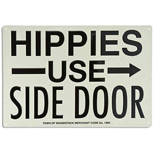 LANK 12x8 inch Tin Signs Vintage Funny Man Cave Signs Hippies Use Side Door Metal Signs Wall Decor Retro Art