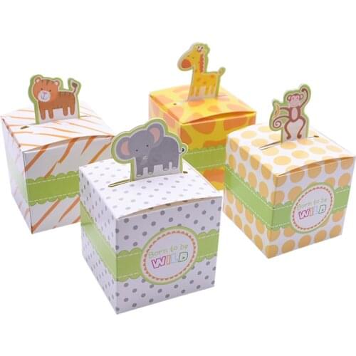 10pcs/set Safari Animals Favor Boxes Paper Gift Box Birthday Party Baby Shower Decoration Jungle Event Party Supplies Candy Box