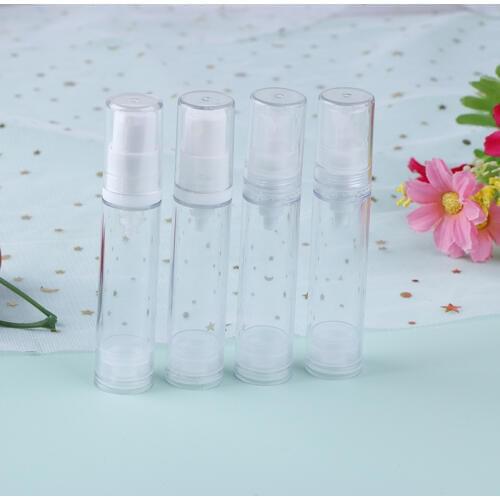 2pcs Empty Airless Vacuum Pump Bottle Refillable Plastic Cream Lotion Bottle Travel Bottles 5/10/15ml Liquid Container