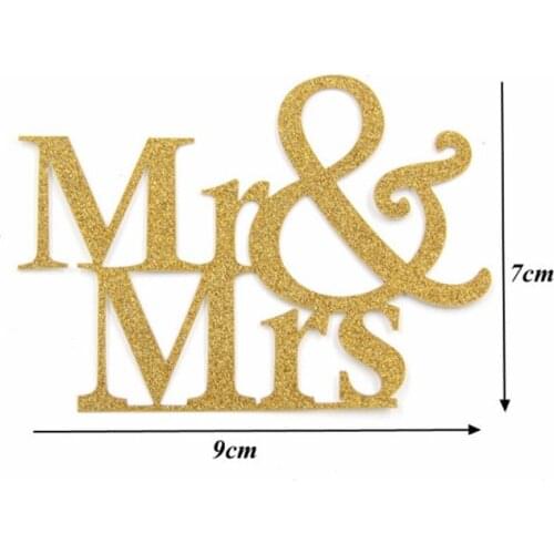 2pcs Wedding Cake Toppers MR&MRS Letters Cake Decor for Engagement Anniversary Valentine Party Decoration Cake Insert Cards