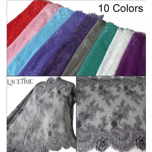 3 Meters 60cm Wide High Quality Black/White Eyelash Lace Fabric Soft Tulle Mesh Eyelash Lace Trim DIY Decorative Sewing Craft