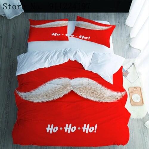 Santa Claus Printing Duvet Cover Comforter 3PCS Red Bedding Set Single Double Queen King Size Beard Quilt Cover Home Textile