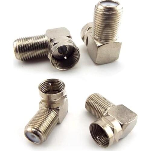 4pcs 90 Degree F-Type Male to Female Plug Connector TV Aerial Antenna Right Angle Adapter Plug To Socket Coax Cable