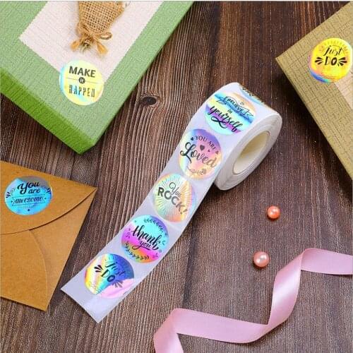500/Rolo 2.5cm Arco-íRis Laser GraçAs Scrapbooking Caderno Artigos De Papelaria Produto Pode Selar Decorativo Bonito Adesivo