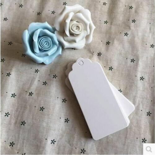 9*4cm Hot Sale White Blank Kraft Paper Square Flower Heads Label Dress Accessories Decoration Tag 100pcs/lot