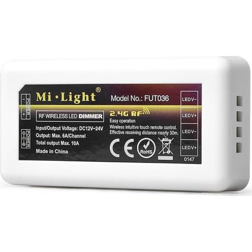FUT036 RF 2.4G Led Controller 4 Zone Wireless Dimmer For Single Color Led strip 3528 5050 2216 COB On Off Brightness Adjustable
