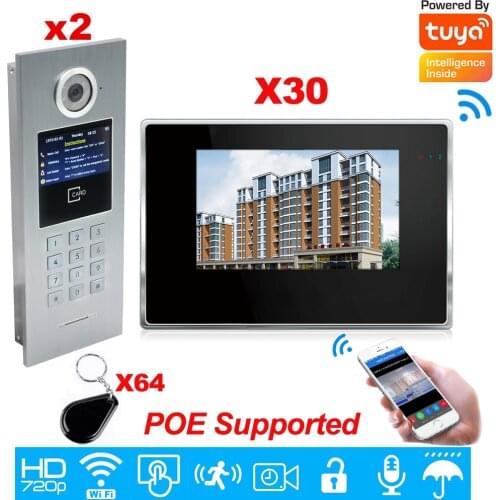 WiFi Video Door Phone IP Video Intercom Tuya APP Smart Doorbell Multi Apartments Large Building Security Door Access Control