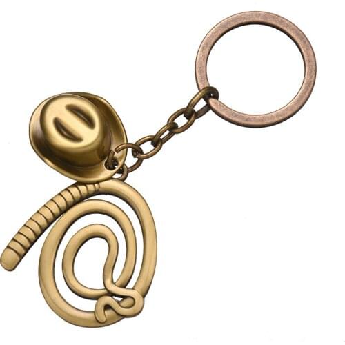 Arrival Indiana Jones Hat And Whip Keychain Movie Raiders of The Lost Ark Alloy Cowboy Key Chain Ring Holder For Fans