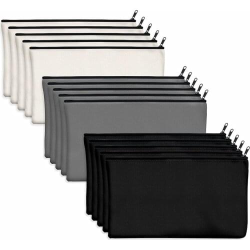 Blank Cotton Canvas DIY Craft Zipper Bags Pouches Pencil Case for Makeup Cosmetic Toiletry Stationary Storage