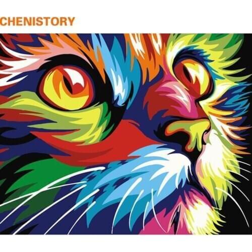 CHENISTORY Frameless Cat Animals DIY Painting By Numbers Kits Coloring By Numbers Unique Gift Home Wall Art Decor 40x50 Artwork