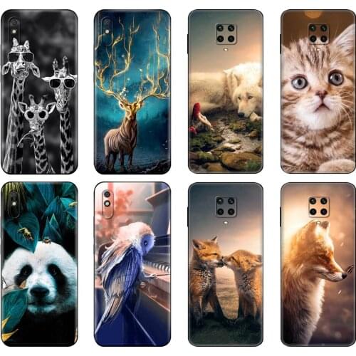 Black tpu Case For Xiaomi Redmi 7A 8 8A 9 9A 9C Case Redmi Note 8T 8 Pro T Note 9 9S 9 Pro Case funy Animal cartoon Coque