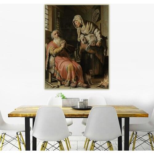 Citon《Tobit Accusing Anna of Stealing the Kid》Rembrandt Canvas Art Oil Painting Artwork Wall Background Decor Home Decoration