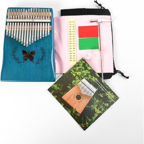 Childrens and Girls' Styles 17 Keys Kalimba Pattern Thumb Piano Mahogany Body Musical Instrument 17 Keys Kalimba