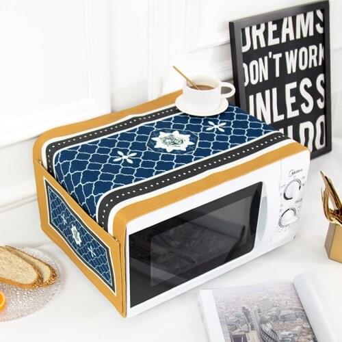 Nordic style Cotton blue geometric pattern Microwave oven dust cover Cobertura para beterraba Cubierta de polvo para horno