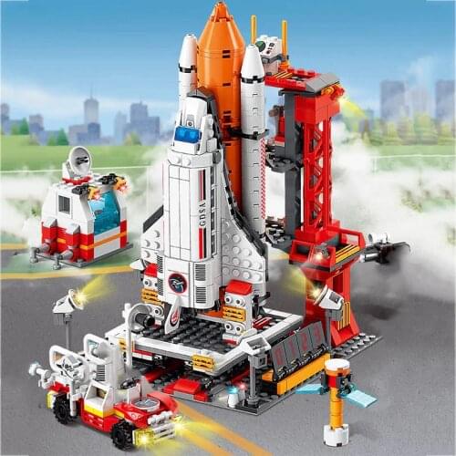 Space Station Rocket Building Blocks City Shuttle Launch Center Atellite Astronaut Figure Bricks Set Children Toys Gift